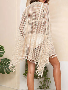 Tassel Openwork Open Front Cover-Up