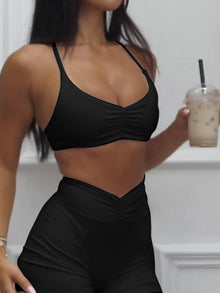 Ruched Sports Bra and High-Waisted Shorts Active Set