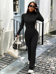 Zip Up Long Sleeve Outerwear and Pants Active Set