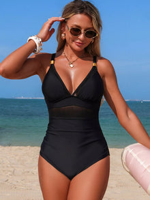 Mesh Panel One-Piece Swimsuit